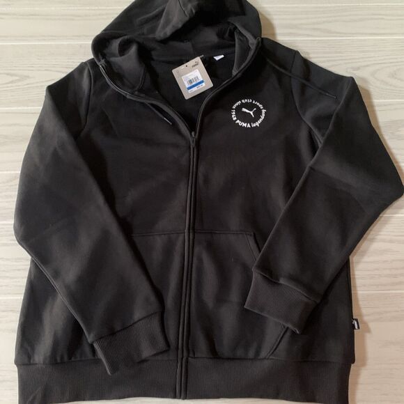 Puma Misses Small Hoodie Black Pockets In Front Zip Up Logo On Front Active Wear - Picture 1 of 5